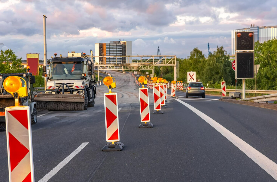 Road works highway repair street machinery